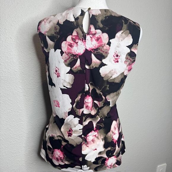 Calvin Klein Sz Small Floral Print Sleeveless Blouse - Picture 3 of 11